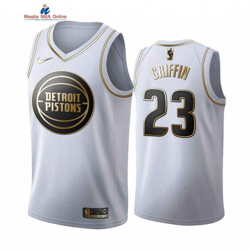 Maglia NBA Nike Detroit Pistons #23 Blake Griffin Bianco Oro 2019-20 Acquista
