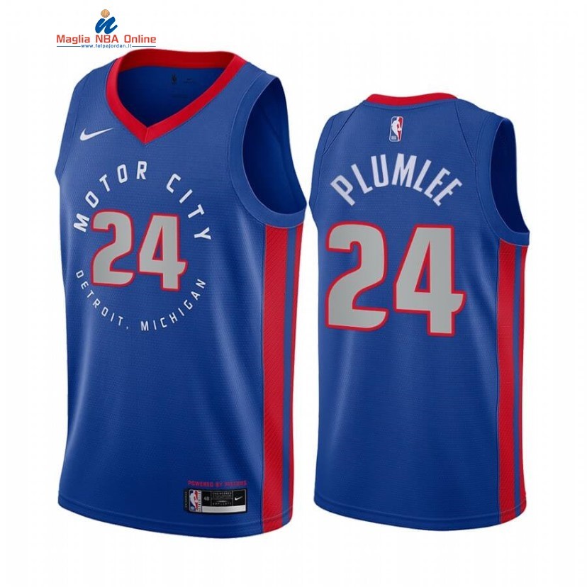 Maglia NBA Nike Detroit Pistons #24 Mason Plumlee Nike Blu Città 2020-21 Acquista