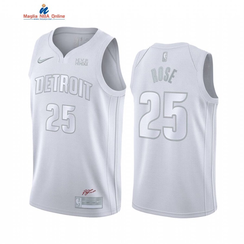 Maglia NBA Nike Detroit Pistons #25 Derrick Rose Bianco 2020 Acquista