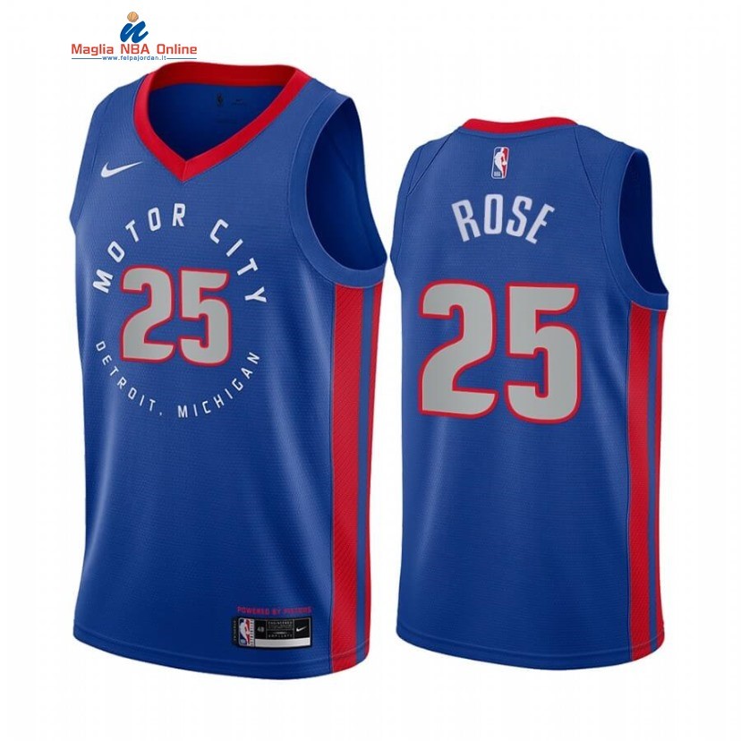 Maglia NBA Nike Detroit Pistons #25 Derrick Rose Nike Blu Città 2020-21 Acquista