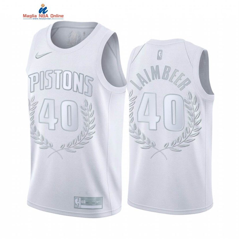 Maglia NBA Nike Detroit Pistons #40 Bill Laimbeer Bianco 2020 Acquista