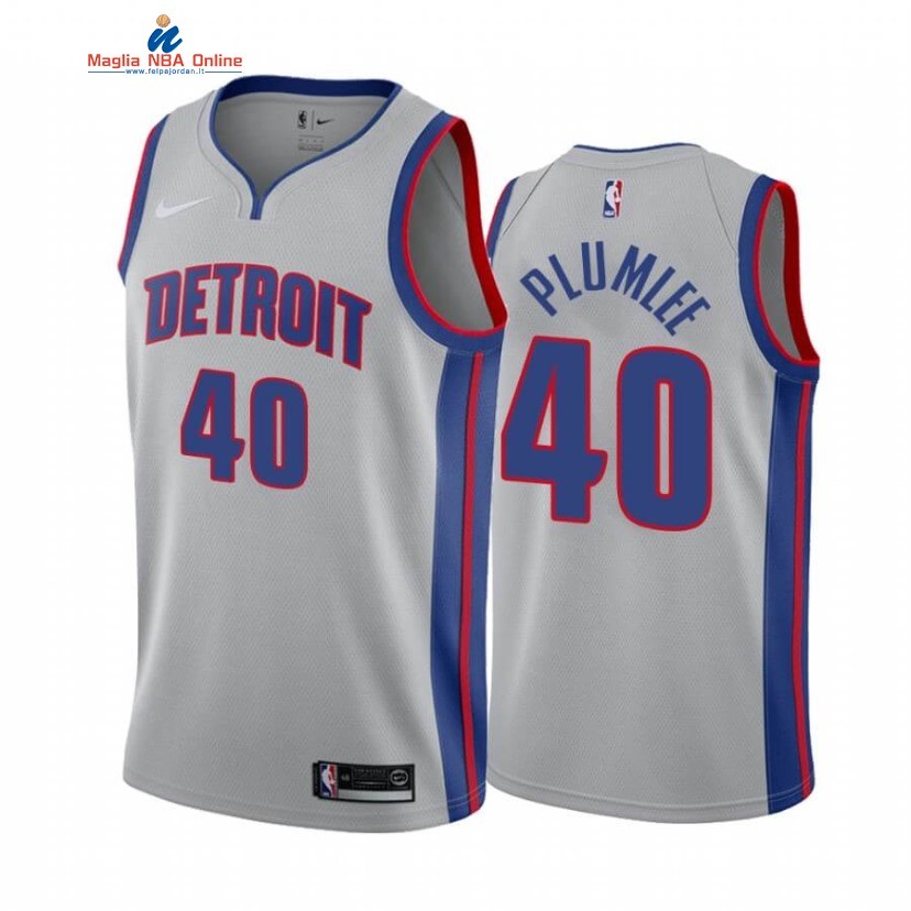 Maglia NBA Nike Detroit Pistons #40 Marshall Plumlee Grigio Statement 2020 Acquista