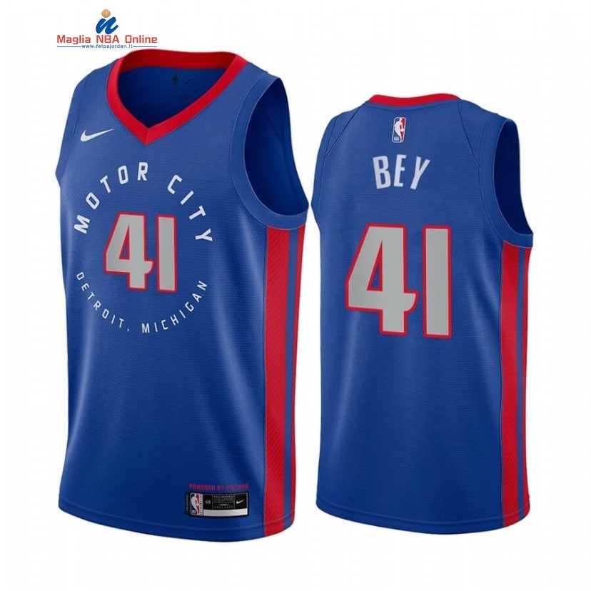 Maglia NBA Nike Detroit Pistons #41 Saddiq Bey Nike Blu Città 2020-21 Acquista