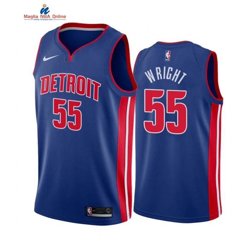 Maglia NBA Nike Detroit Pistons #55 Delon Wright Blu Icon 2020-21 Acquista