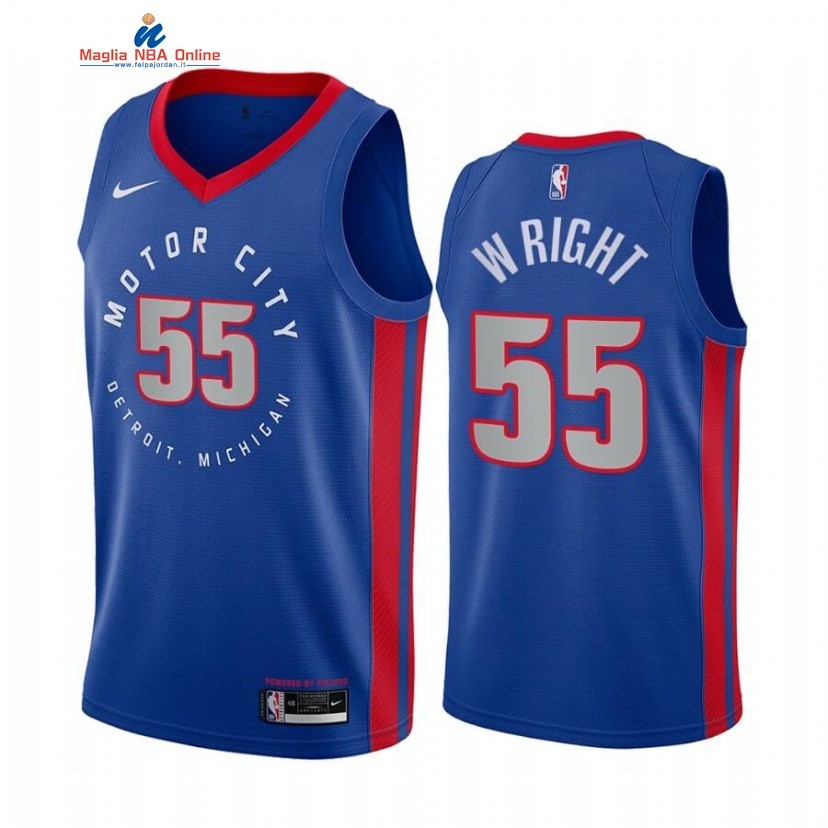 Maglia NBA Nike Detroit Pistons #55 Delon Wright Nike Blu Città 2020-21 Acquista