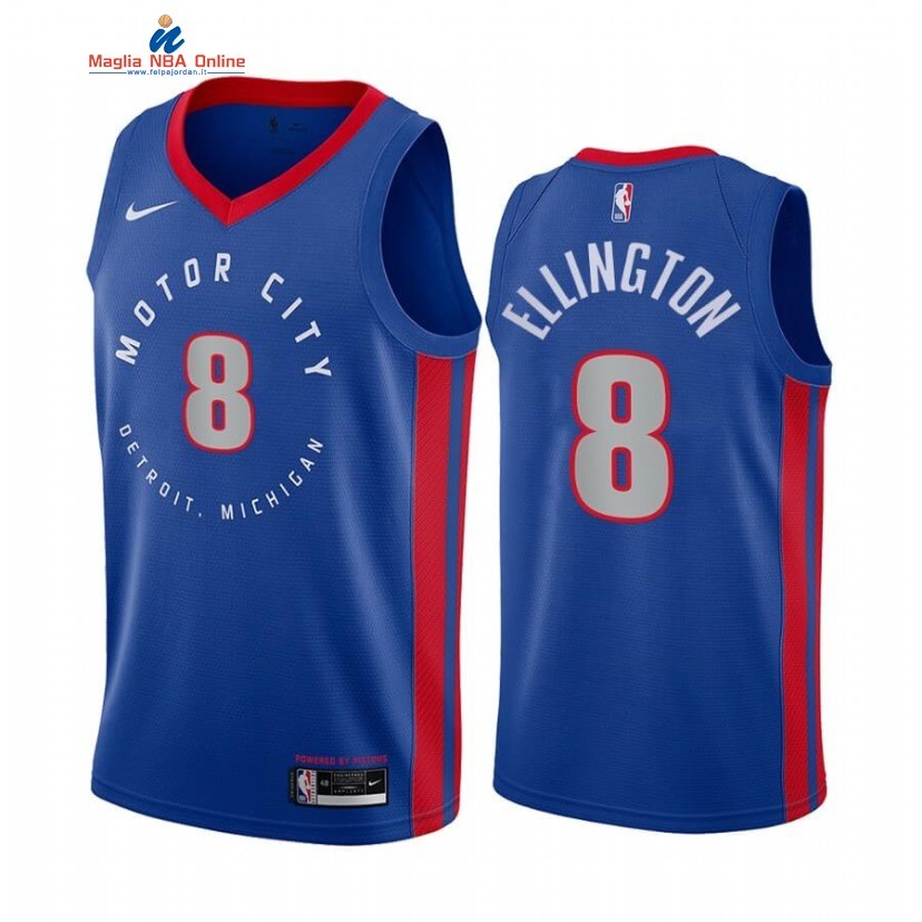 Maglia NBA Nike Detroit Pistons #8 Wayne Ellington Nike Blu Città 2020-21 Acquista