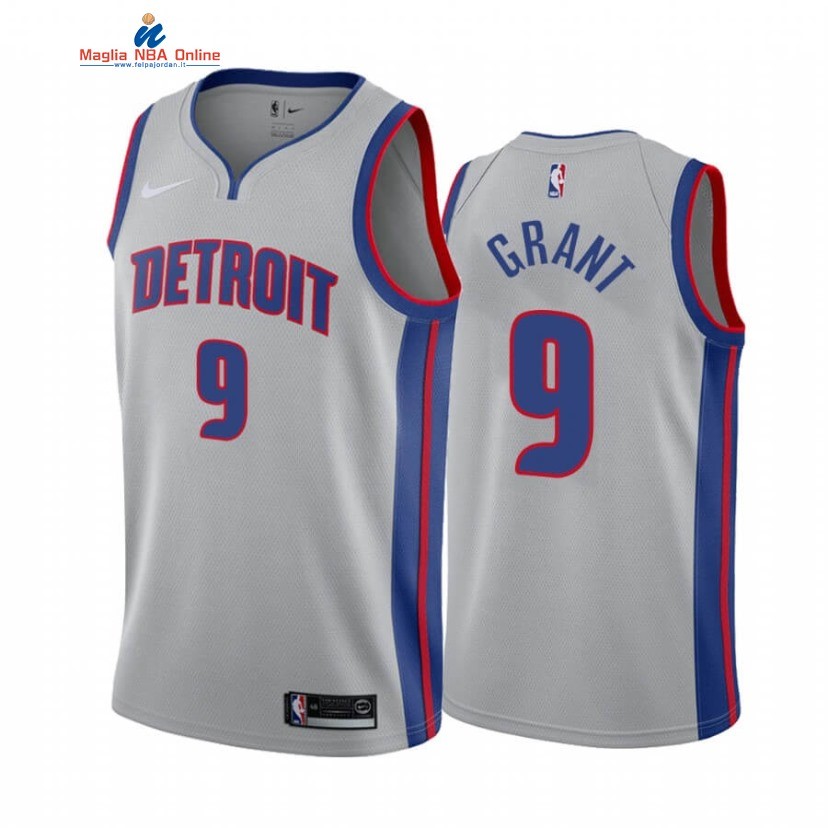 Maglia NBA Nike Detroit Pistons #9 Jerami Grant Grigio Statement 2020 Acquista