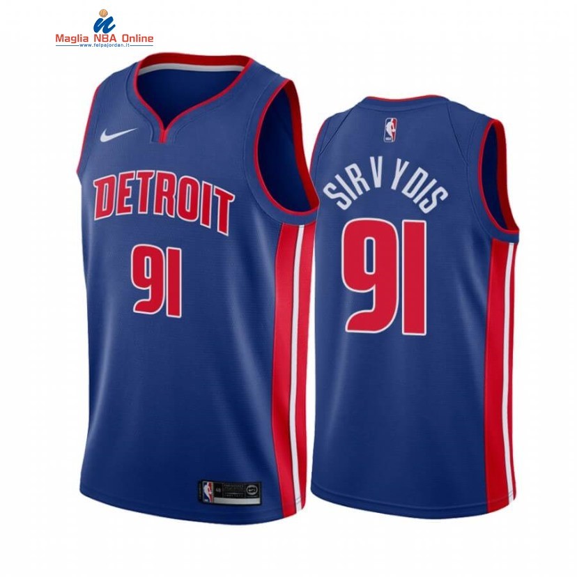 Maglia NBA Nike Detroit Pistons #91 Deividas Sirvydis Blu Icon 2020-21 Acquista