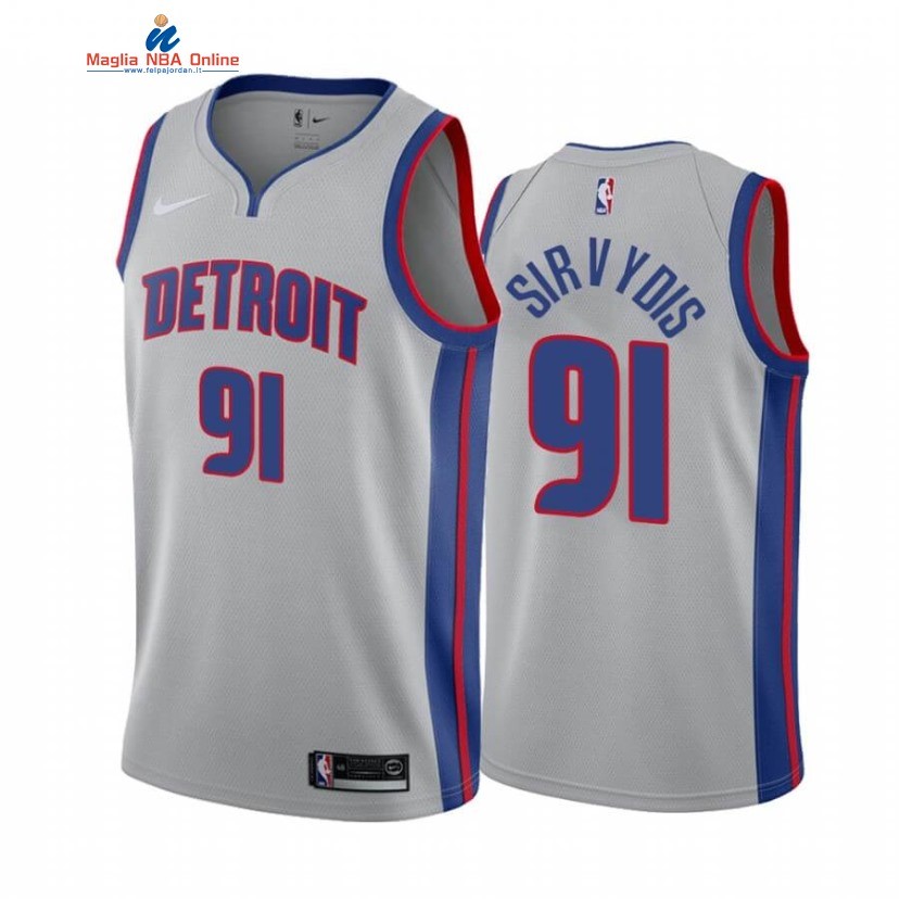 Maglia NBA Nike Detroit Pistons #91 Deividas Sirvydis Grigio Statement 2020 Acquista