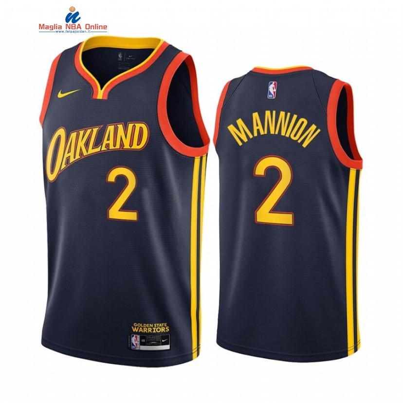 Maglia NBA Nike Golden State Warriors #2 Nico Mannion Marino Città 2020-21 Acquista