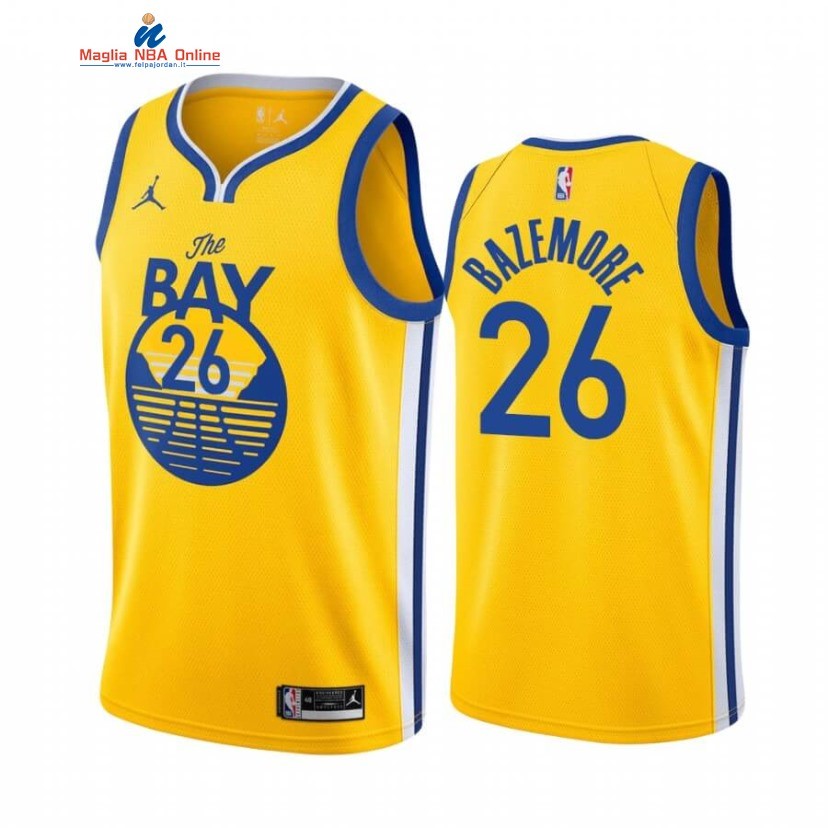 Maglia NBA Nike Golden State Warriors #26 Kent Bazemore Giallo Statement 2020-21 Acquista