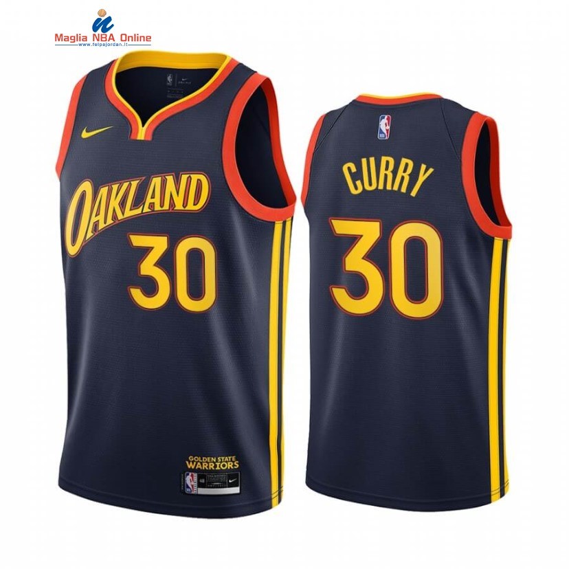 Maglia NBA Nike Golden State Warriors #30 Stephen Curry Marino Città 2020-21 Acquista