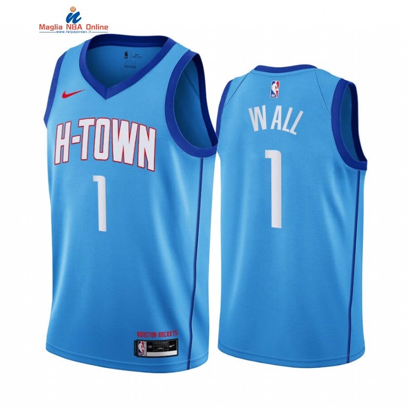 Maglia NBA Nike Houston Rockets #1 John Wall Blu Città 2020-21 Acquista