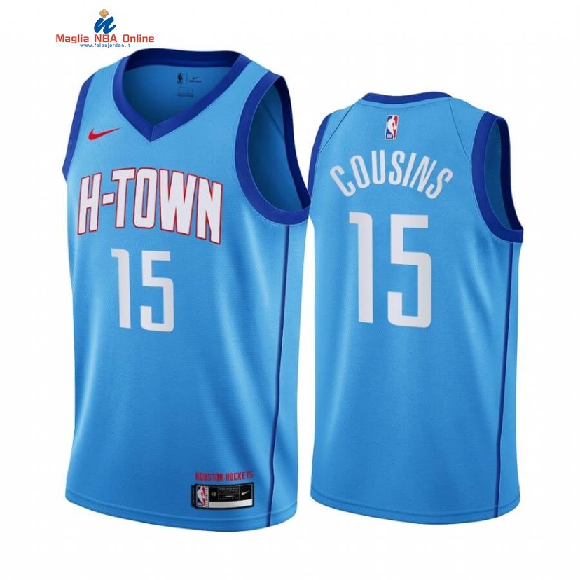 Maglia NBA Nike Houston Rockets #15 DeMarcus Cousins Blu Città 2020-21 Acquista