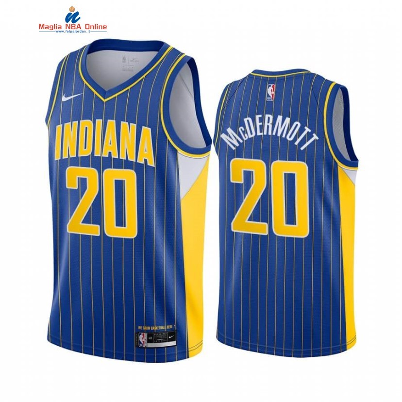 Maglia NBA Nike Indiana Pacers #20 Doug McDermott Nike Blu Città 2020-21 Acquista
