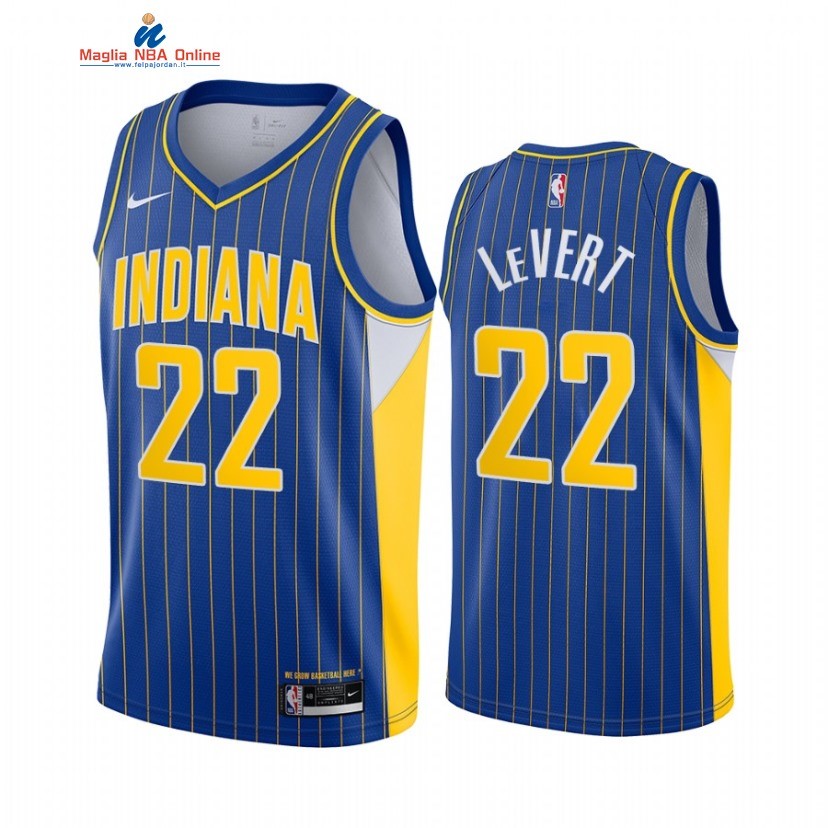 Maglia NBA Nike Indiana Pacers #22 Caris LeVert Nike Blu Città 2020-21 Acquista