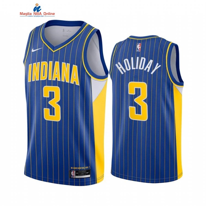 Maglia NBA Nike Indiana Pacers #3 Aaron Holiday Nike Blu Città 2020-21 Acquista