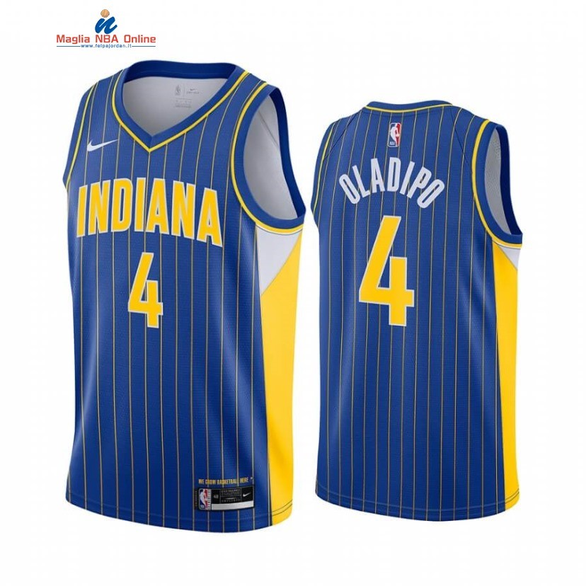 Maglia NBA Nike Indiana Pacers #4 Victor Oladipo Nike Blu Città 2020-21 Acquista