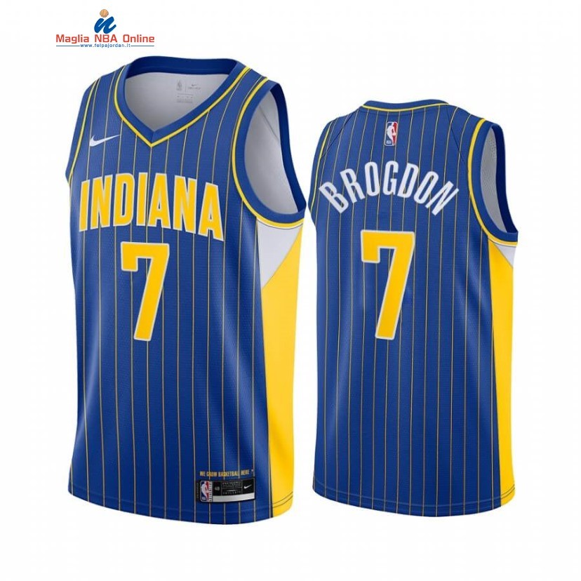 Maglia NBA Nike Indiana Pacers #7 Malcolm Brogdon Nike Blu Città 2020-21 Acquista