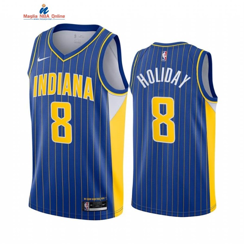 Maglia NBA Nike Indiana Pacers #8 Justin Holiday Nike Blu Città 2020-21 Acquista