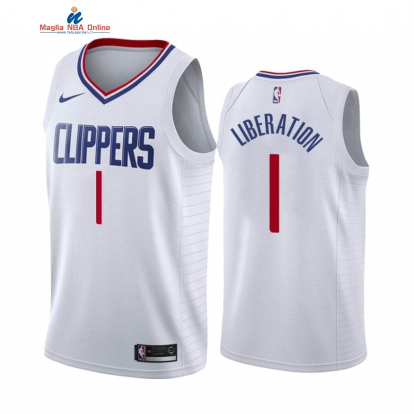 Maglia NBA Nike Los Angeles Clippers #1 Reggie Jackson Bianco Association 2020-21 Acquista