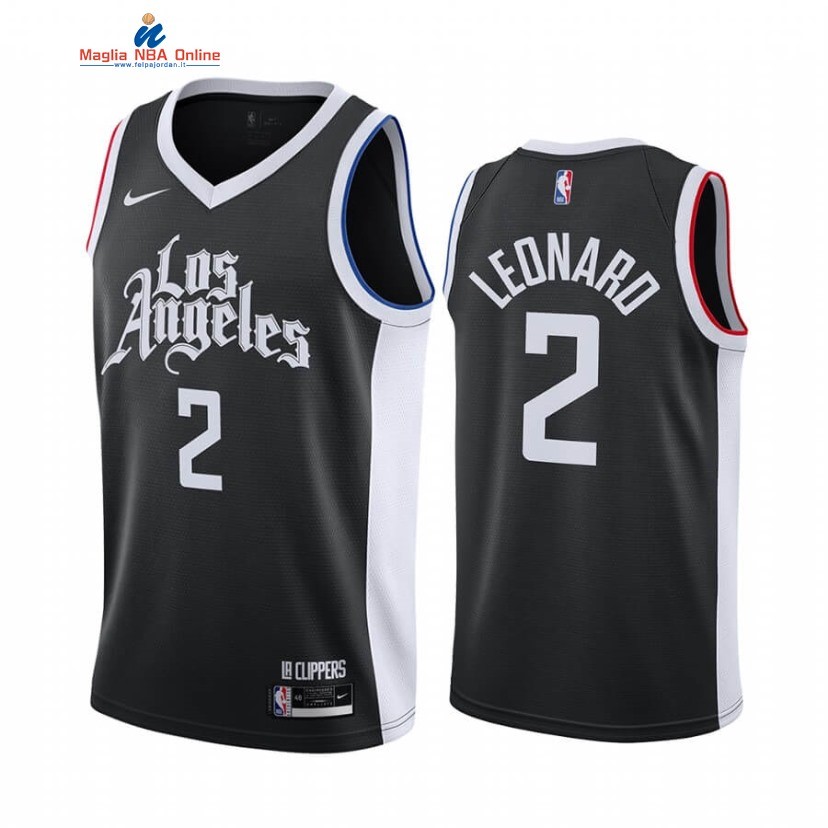 Maglia NBA Nike Los Angeles Clippers #2 Kawhi Leonard Nero Città 2020-21 Acquista