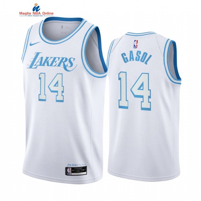 Maglia NBA Nike Los Angeles Lakers #14 Marc Gasol Nike Bianco Città 2020-21 Acquista