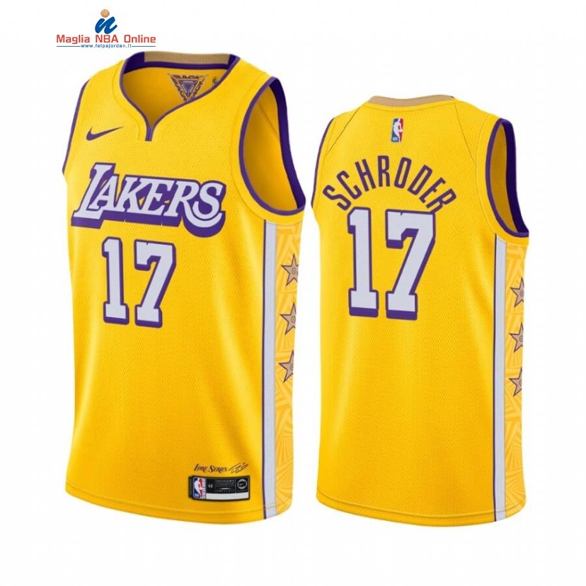 Maglia NBA Nike Los Angeles Lakers #17 Dennis Schroder Nike Giallo Città 2020 Acquista