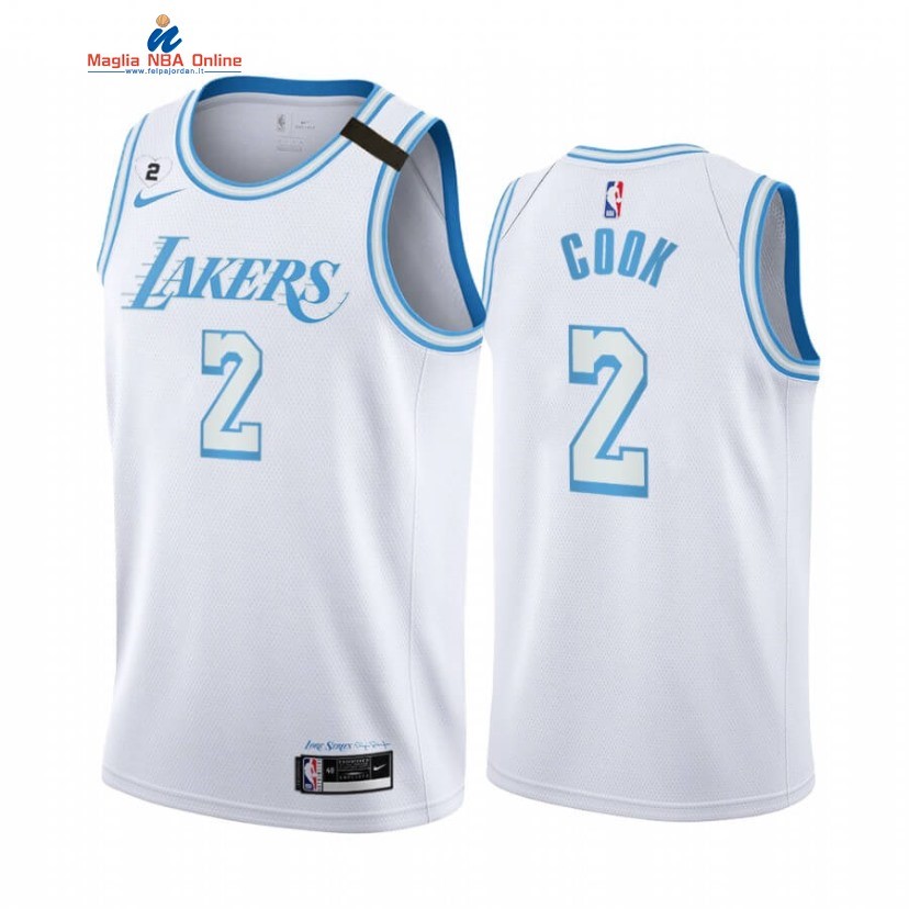 Maglia NBA Nike Los Angeles Lakers #2 Quinn Cook Honor Kobe and Gigi Bianco Città 2020-21 Acquista