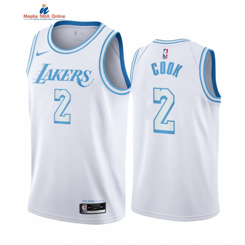 Maglia NBA Nike Los Angeles Lakers #2 Quinn Cook Nike Bianco Città 2020-21 Acquista