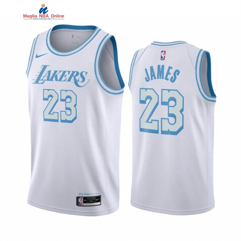 Maglia NBA Nike Los Angeles Lakers #23 LeBron James Nike Bianco Città 2020-21 Acquista