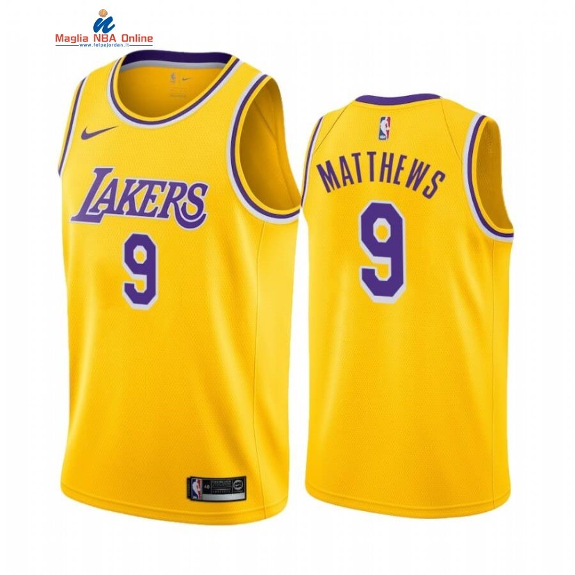 Maglia NBA Nike Los Angeles Lakers #9 Wesley Matthews Giallo Icon 2020-21 Acquista