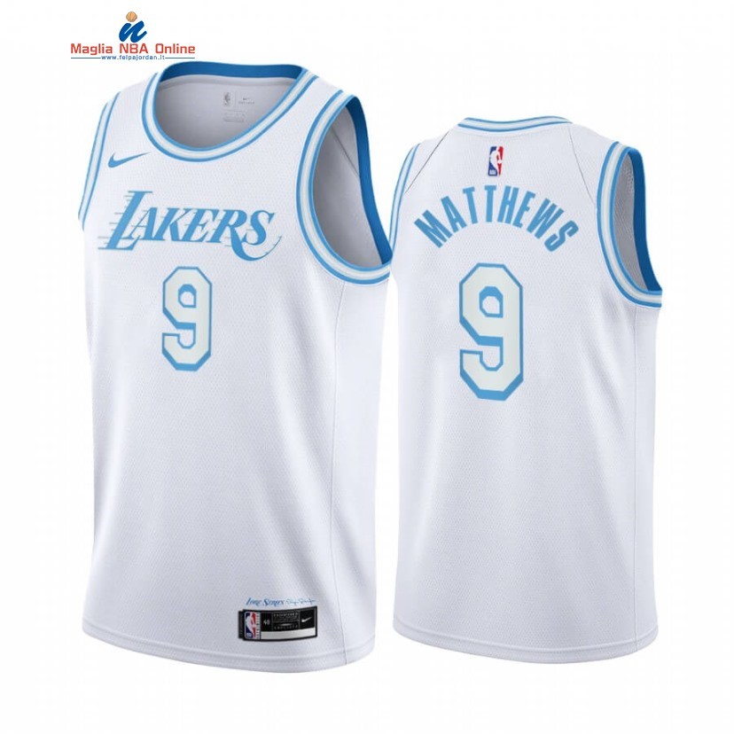 Maglia NBA Nike Los Angeles Lakers #9 Wesley Matthews Nike Bianco Città 2020-21 Acquista