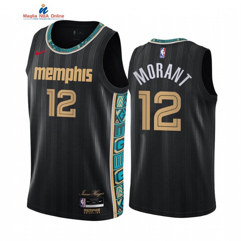 Maglia NBA Nike Memphis Grizzlies #12 Ja Morant Nero Città 2020-21 Acquista