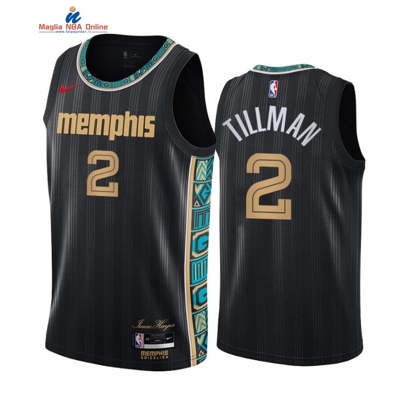 Maglia NBA Nike Memphis Grizzlies #2 Xavier Tillman Nero Città 2020-21 Acquista