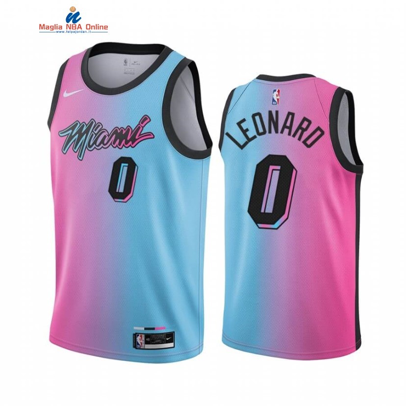 Maglia NBA Nike Miami Heat #0 Meyers Leonard Blu Rosa Città 2020-21 Acquista