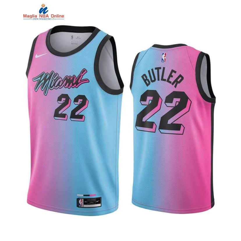 Maglia NBA Nike Miami Heat #22 Jimmy Butler Blu Rosa Città 2020-21 Acquista