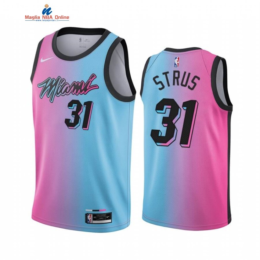 Maglia NBA Nike Miami Heat #31 Max Strus Blu Rosa Città 2020-21 Acquista