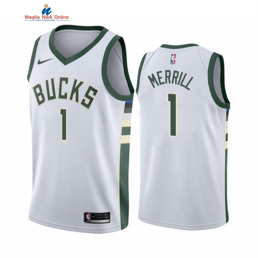 Maglia NBA Nike Milwaukee Bucks #1 Sam Merrill Bianco Association 2020-21 Acquista