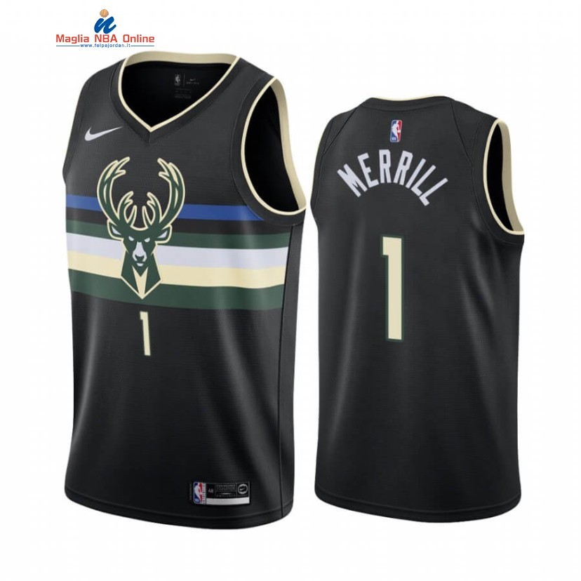 Maglia NBA Nike Milwaukee Bucks #1 Sam Merrill Nero Statement 2020-21 Acquista