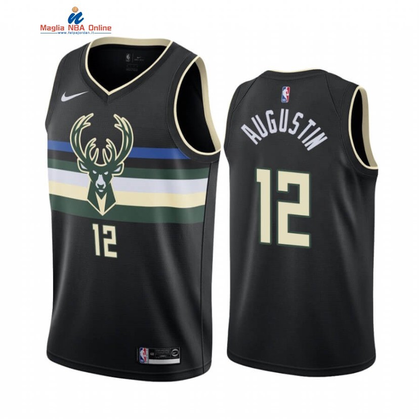 Maglia NBA Nike Milwaukee Bucks #12 D.J. Augustin Nero Statement 2020-21 Acquista