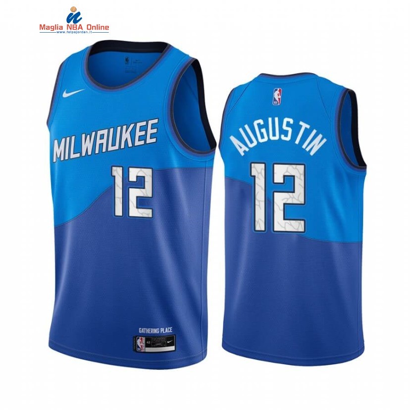 Maglia NBA Nike Milwaukee Bucks #12 D.J. Augustin Nike Blu Città 2020-21 Acquista
