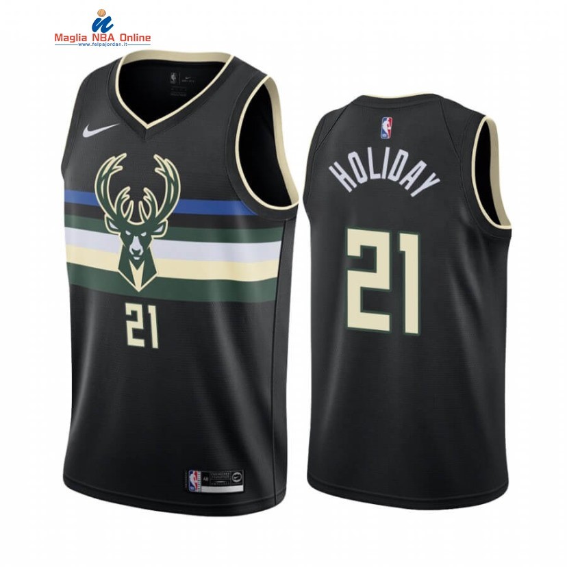 Maglia NBA Nike Milwaukee Bucks #21 Jrue Holiday Nero Statement 2020-21 Acquista