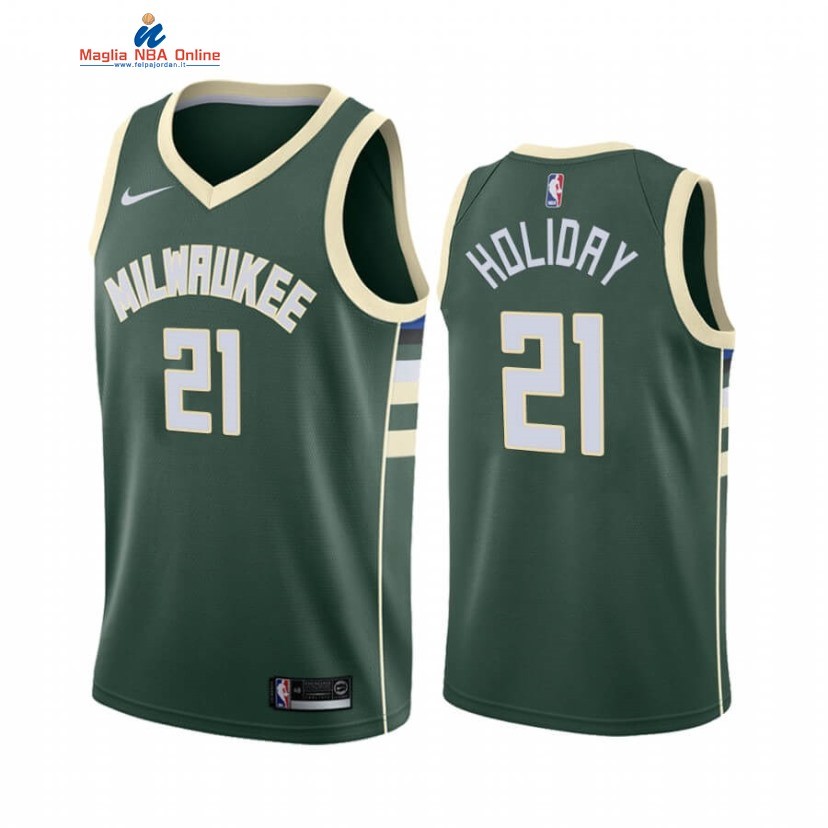 Maglia NBA Nike Milwaukee Bucks #21 Jrue Holiday Verde Icon 2020-21 Acquista