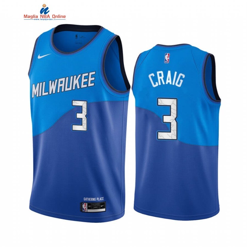 Maglia NBA Nike Milwaukee Bucks #3 Torrey Craig Nike Blu Città 2020-21 Acquista