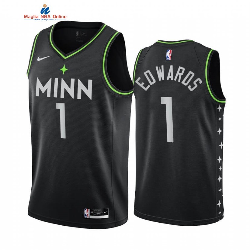 Maglia NBA Nike Minnesota Timberwolvs #1 Anthony Edwards Nero Città 2021-22 Acquista