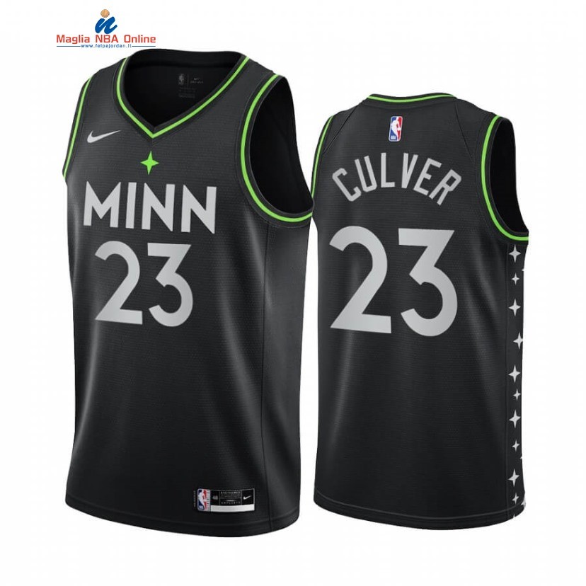 Maglia NBA Nike Minnesota Timberwolvs #23 Jarrett Culver Nero Città 2021-22 Acquista