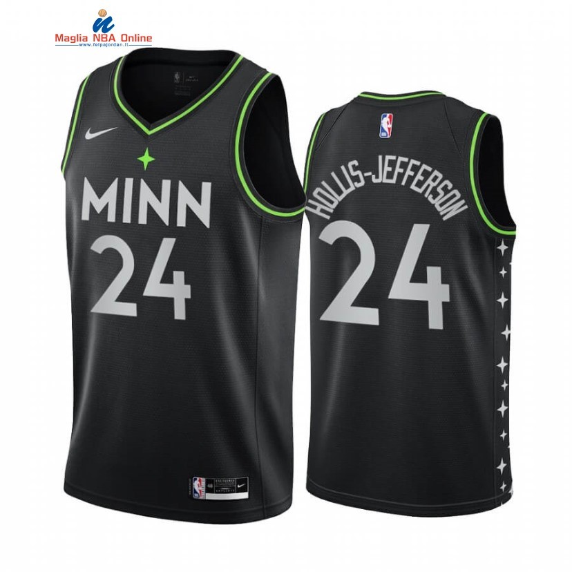 Maglia NBA Nike Minnesota Timberwolvs #24 Rondae Hollis Jefferson Nero Città 2021-22 Acquista