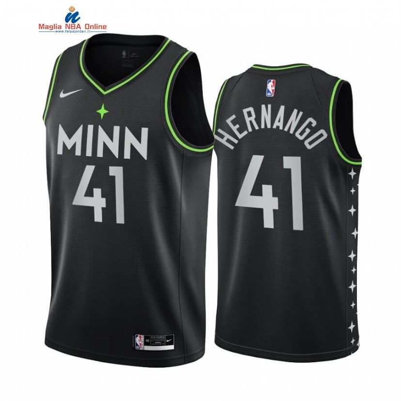 Maglia NBA Nike Minnesota Timberwolvs #41 Juancho Hernangomez Nero Città 2021-22 Acquista