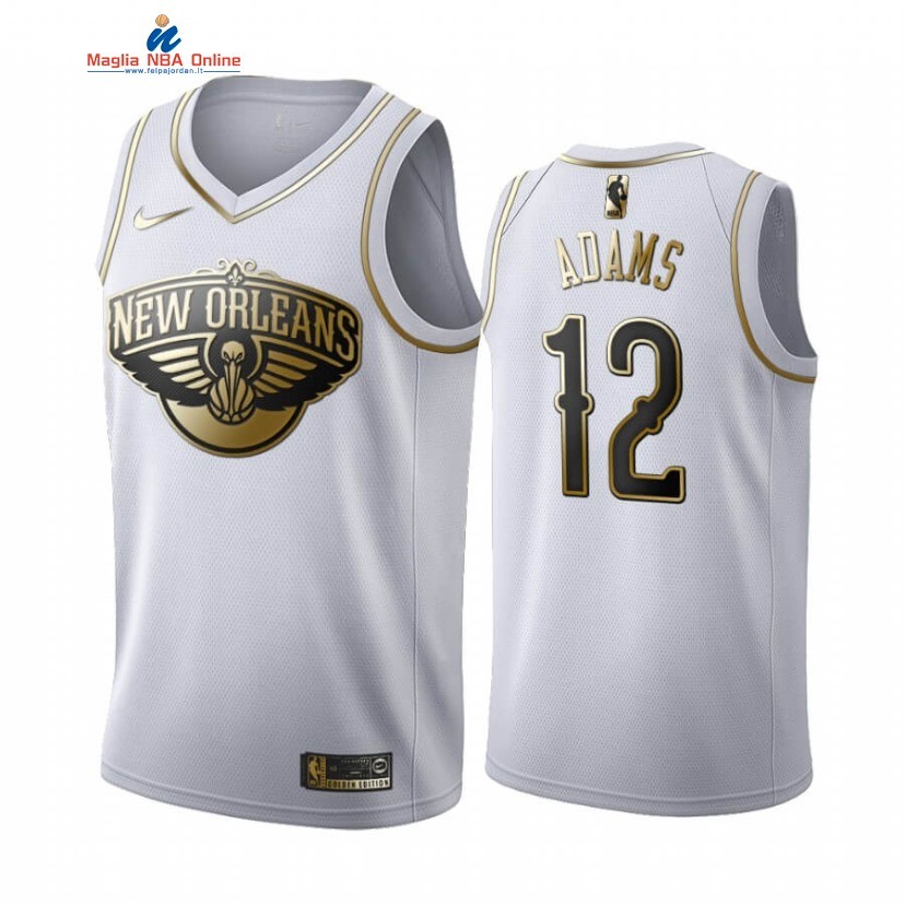 Maglia NBA Nike New Orleans Pelicans #12 Steven Adams Bianco Oro 2020-21 Acquista